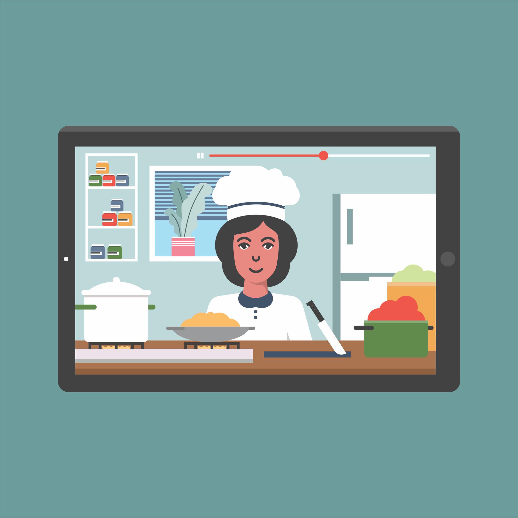 Screenshot lezione online con chef che dimostra